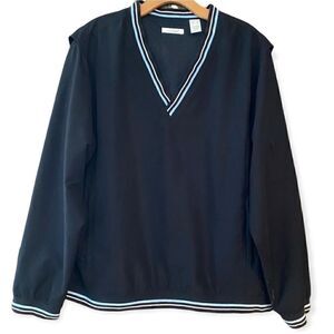 Liz Claiborne Sz XL Vintage Golf Tennis Black  Stripe Collar ‘70s Sweatshirt